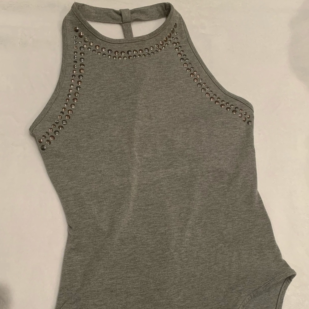 NWT Topshop Riveted Open Back Bodysuit